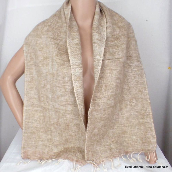 Echarpe en laine beige chiné Echarpes Laine de Yak ECHA62