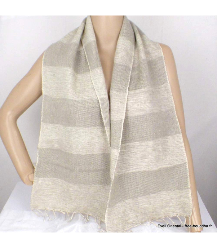 Echarpe homme femme laine de yak beige écru Tous les pashminas ECHA3
