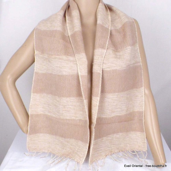 Echarpe homme femme laine de yak beige rosé Tous les pashminas ECHA10