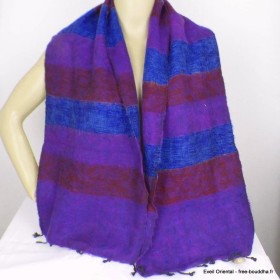 Echarpe Laine de Yak rayures bleu bordeau Echarpes Laine de Yak ECHA72