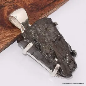 Pendentif Shungite noble argentée brute - Pendentifs pierres naturelles