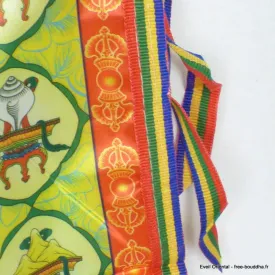 Drapeau tibétain en soie plusieurs divinités 94 x 68 cm - Drapeaux tibétains