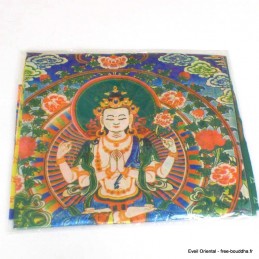 Drapeau tibétain en soie plusieurs divinités 94 x 68 cm Drapeaux tibétains DTDB1