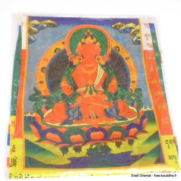 Drapeau tibétain en soie plusieurs divinités 94 x 68 cm Drapeaux tibétains DTDB1