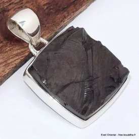 Pendentif Shungite Elite carré serti clos - Pendentifs pierres naturelles