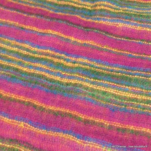 Grand châle de méditation 100 x 200 cm vert fuschia Grand Châle népalais 100 x 200 cm GCN21