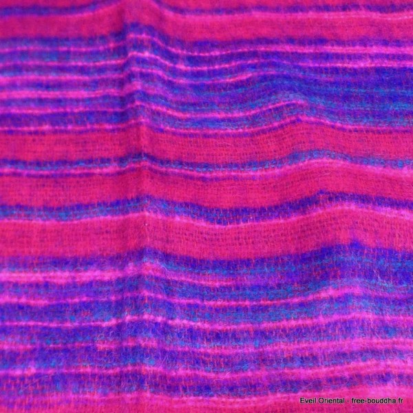 Grand châle de méditation 100 x 200 cm framboise bleu Grand Châle népalais 100 x 200 cm GCN23