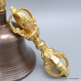 Cloche tibétaine et dorjé tibétain haute qualité 17 cm - Objets rituels bouddhistes