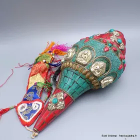 Conque tibétaine de cérémonie 1,2 kg - Authentique fait main - Objets rituels bouddhistes