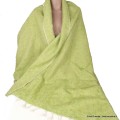 Châle népalais vert clair jaune Châles laine de yak CPLY225