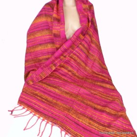 Grand châle laine de yack 100 x 200 cm fuschia marron Grand Châle népalais 100 x 200 cm GCN33