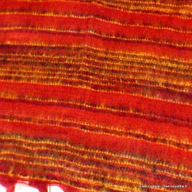 Grand châle de méditation 100 x 200 cm rouge moutarde - Châles en laine faits main