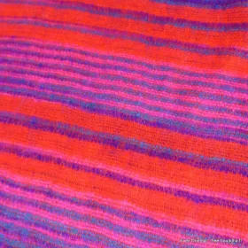 Grand châle de méditation 100 x 200 cm rouge bleu - Châles en laine faits main