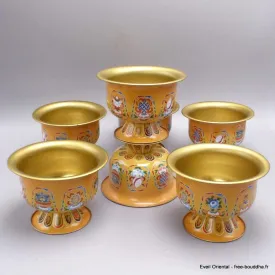 Sept bols d'offrandes bouddhistes en métal décoré - Bols d'offrandes bouddhistes