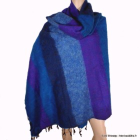 Très grand châle népalais 240 x 120 cm bleu mauve Très grand châle népalais 240 x 120 cm TGCN1