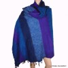 Très grand châle népalais 240 x 120 cm bleu mauve Très grand châle népalais 240 x 120 cm TGCN1