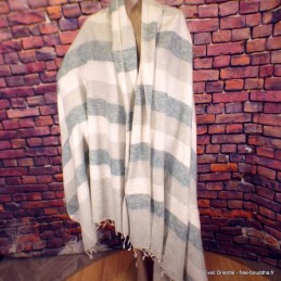 Très grand châle laine de yack taupe bleu 240 x 120 cm Très grand châle népalais 240 x 120 cm TGCN7