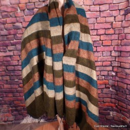 Très grand châle laine de yackbleu pétrole marron 240 x 120 cm Très grand châle népalais 240 x 120 cm TGCN10