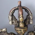 Double Dorjé tibétain en bronze pointe cuivre - Dordjé, double dorjé (sans cloche)