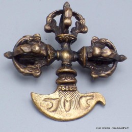 Double Dorjé tibétain et kartika en bronze et laiton 