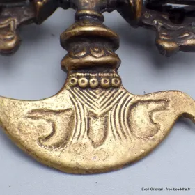 Double Dorjé tibétain et kartika en bronze et laiton - Dordjé, double dorjé (sans cloche)