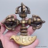 Double Dorjé tibétain et kartika en bronze et laiton Cloches et dorjé tibétains DK2