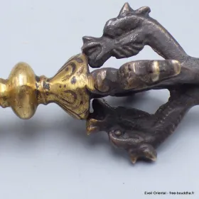 Dorje tibétain vajra bouddhiste 5 branches bronze et laiton - Dordjé, double dorjé (sans cloche)