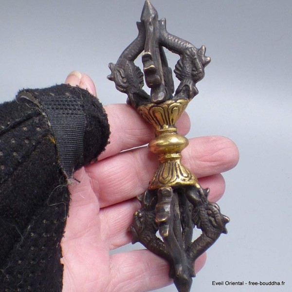 Dordjé vajra bouddhiste 5 branches bronze et laiton Cloches et dorjé tibétains DOR25