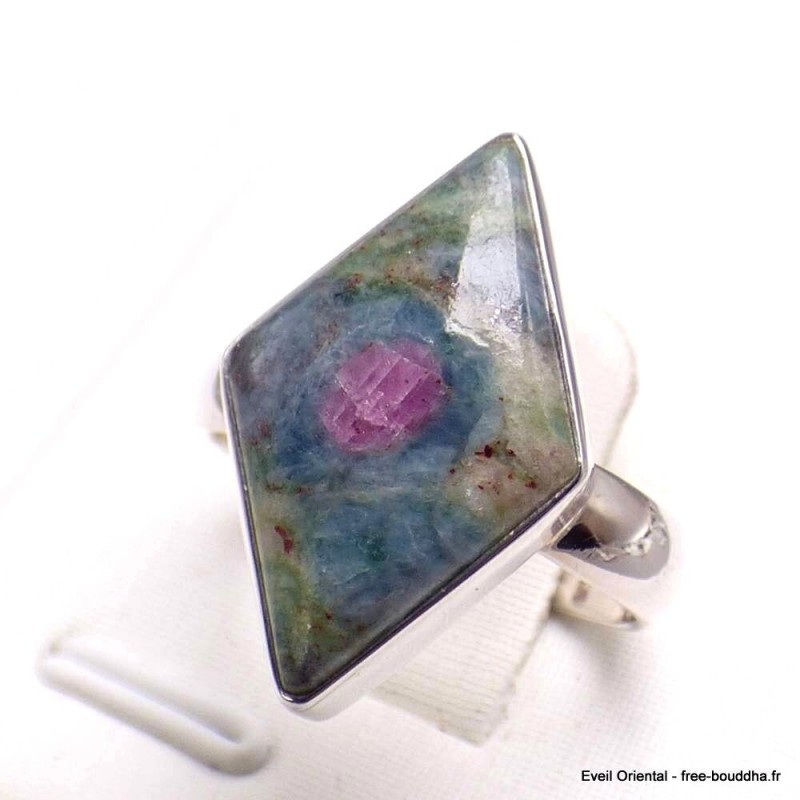 Bague goutte Rubis sur Fuchsite losange taille 55/56 