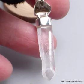 Pendentif Quartz Lémurien et Moldavite brute - Pendentifs pierres naturelles