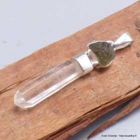 Pendentif Moldavite brute et Quartz Lémurien Bijoux en Quartz Lémurien BK86.3