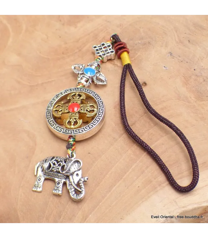 Porte-clé tibétain amulette Dorje éléphant - Amulette bouddhiste, porte-clé