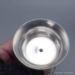 Lampe à beurre tibétaine 8 cm plaqué argent 