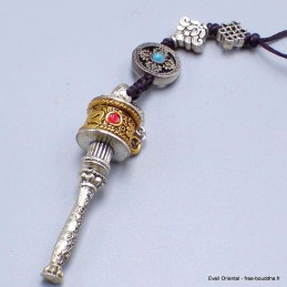 Amulette tibétaine porte clé dorjé moulin à prières 