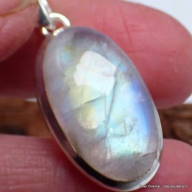 Pendentif Pierre de lune jaune bleue grade A++ Bijoux en Pierre de lune CWA12.16