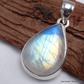Pendentif goutte Pierre de lune jaune bleue grade A++ Bijoux en Pierre de lune CWA12.17