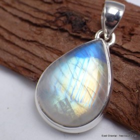 Pendentif goutte Pierre de lune jaune bleue grade A++ 