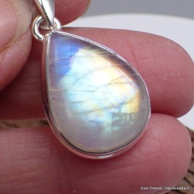 Pendentif goutte Pierre de lune jaune bleue grade A++ 