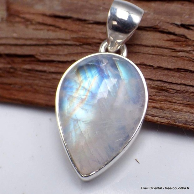Pendentif Pierre de lune jaune bleue forme poire Bijoux en Pierre de lune CWA12.18