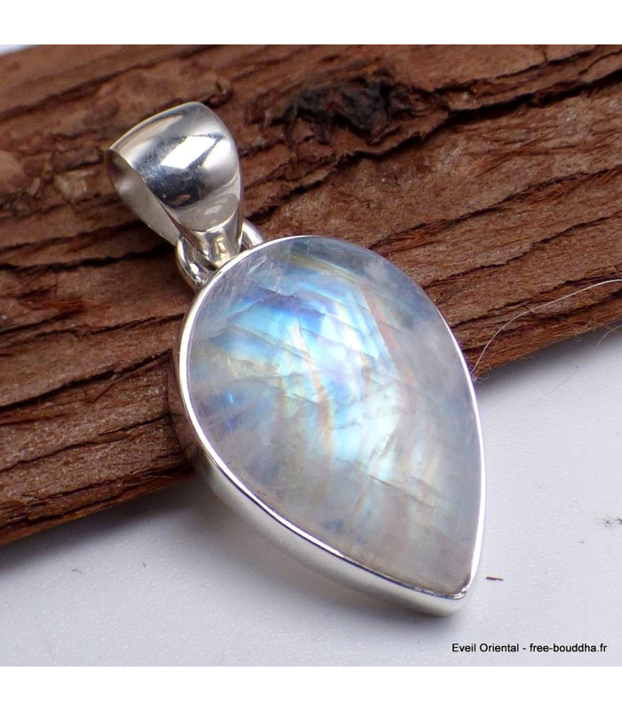 Pendentif Pierre de lune jaune bleue forme poire Bijoux en Pierre de lune CWA12.18