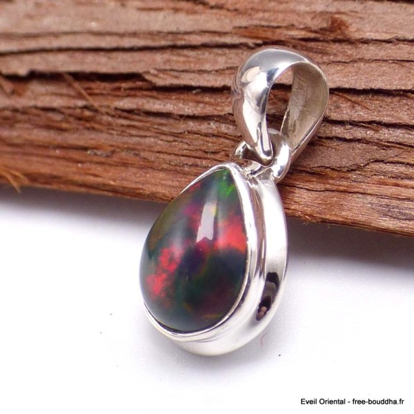 Pendentif goutte Opale noire du Chili Pendentifs pierres naturelles YM68.7