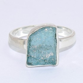 Bague en Apatite bleu néon taille 61 Bijoux en Apatite bleue BK100.5