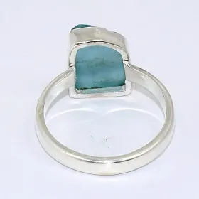 Bague en Apatite bleu néon taille 61 - Bijoux en Apatite bleue