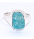 Chevalière en Apatite bleu néon taille 60 Bijoux en Apatite bleue BK100.6