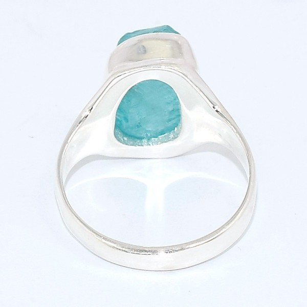 Chevalière en Apatite bleu néon taille 60 Bijoux en Apatite bleue BK100.6