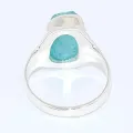 Chevalière en Apatite bleu néon taille 60 - Bijoux en Apatite bleue