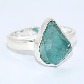 Bijou bague Apatite bleue asymétrique taille 58 - Bijoux en Apatite bleue