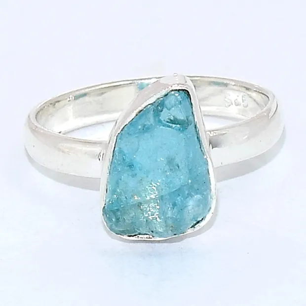 Bague en pierre Apatite bleue taille 60 - Bijoux en Apatite bleue