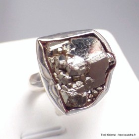 Bague asymétrique en Pyrite dorée brute taille 60 Bijoux en Pyrite YM30.12