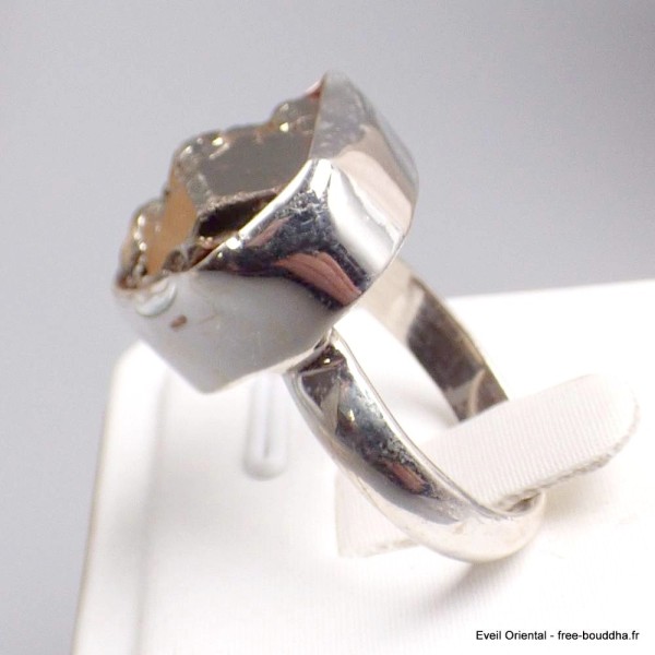 Bague asymétrique en Pyrite dorée brute taille 60 Bijoux en Pyrite YM30.12